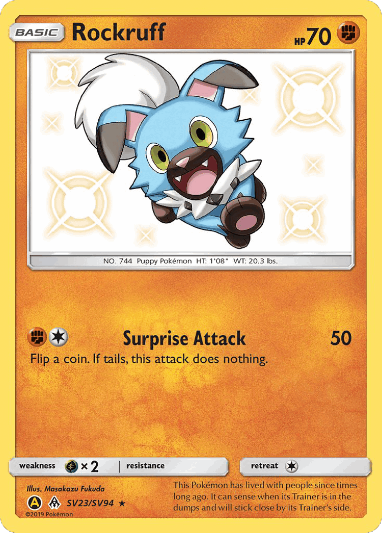 Rockruff #23 from Hidden Fates Shiny Vault - Rare Shiny - Illustrated by Masakazu Fukuda