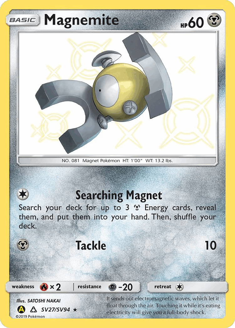 Magnemite #27 from Hidden Fates Shiny Vault - Rare Shiny - Illustrated by SATOSHI NAKAI