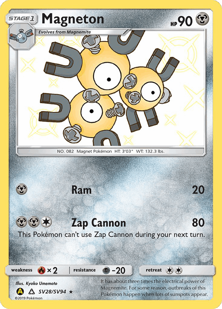 Magneton #28 from Hidden Fates Shiny Vault - Rare Shiny - Illustrated by Kyoko Umemoto