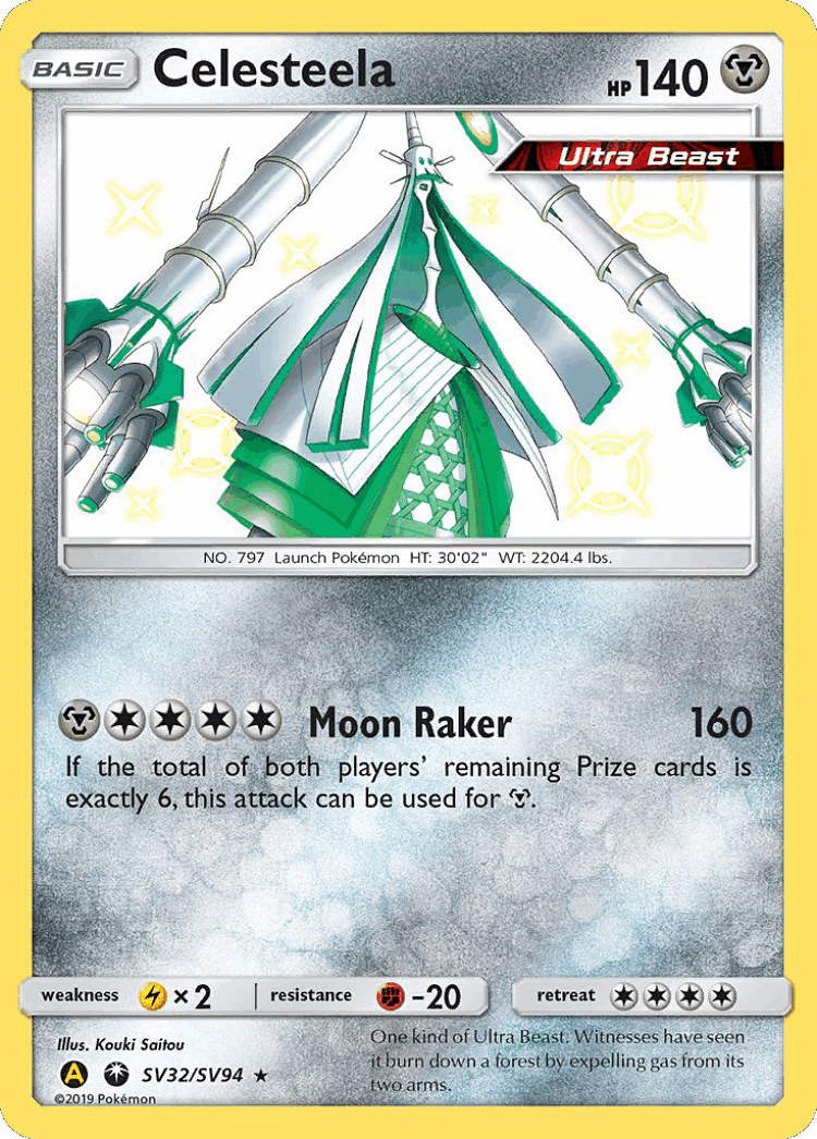 Celesteela #32 from Hidden Fates Shiny Vault - Rare Shiny - Illustrated by Kouki Saitou