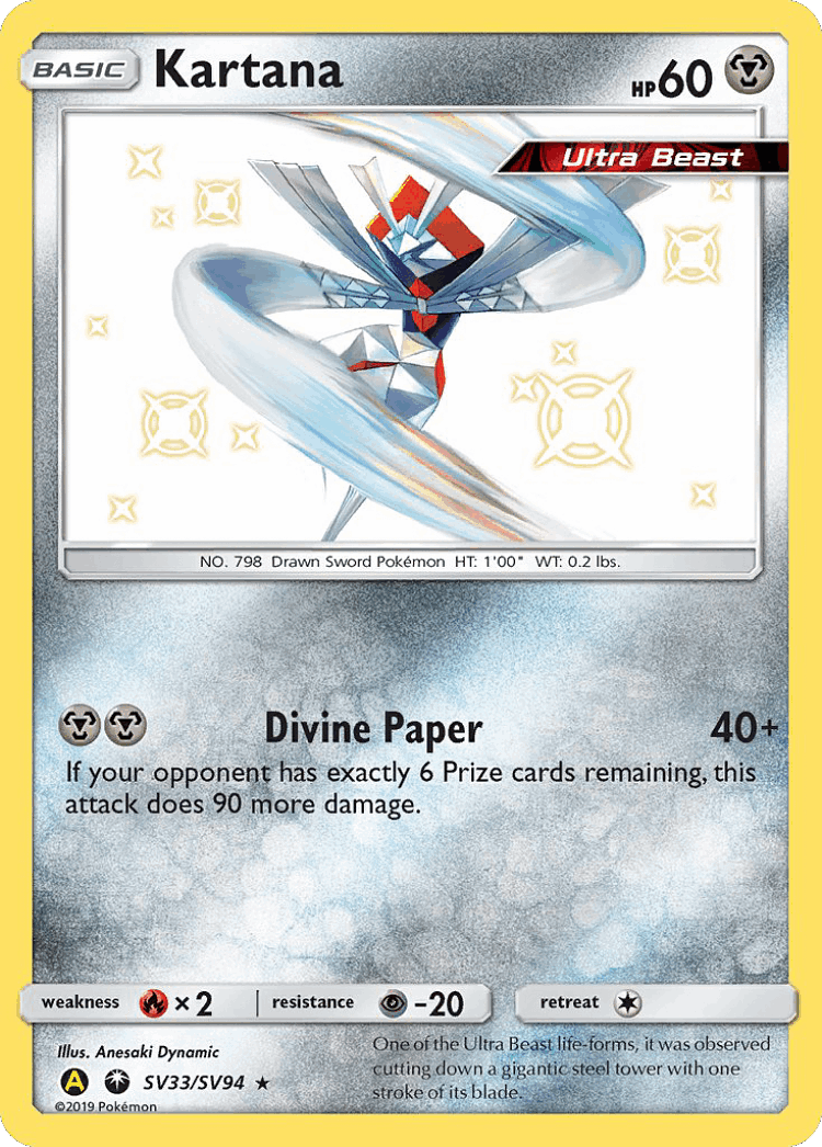 Kartana #33 from Hidden Fates Shiny Vault - Rare Shiny - Illustrated by Anesaki Dynamic