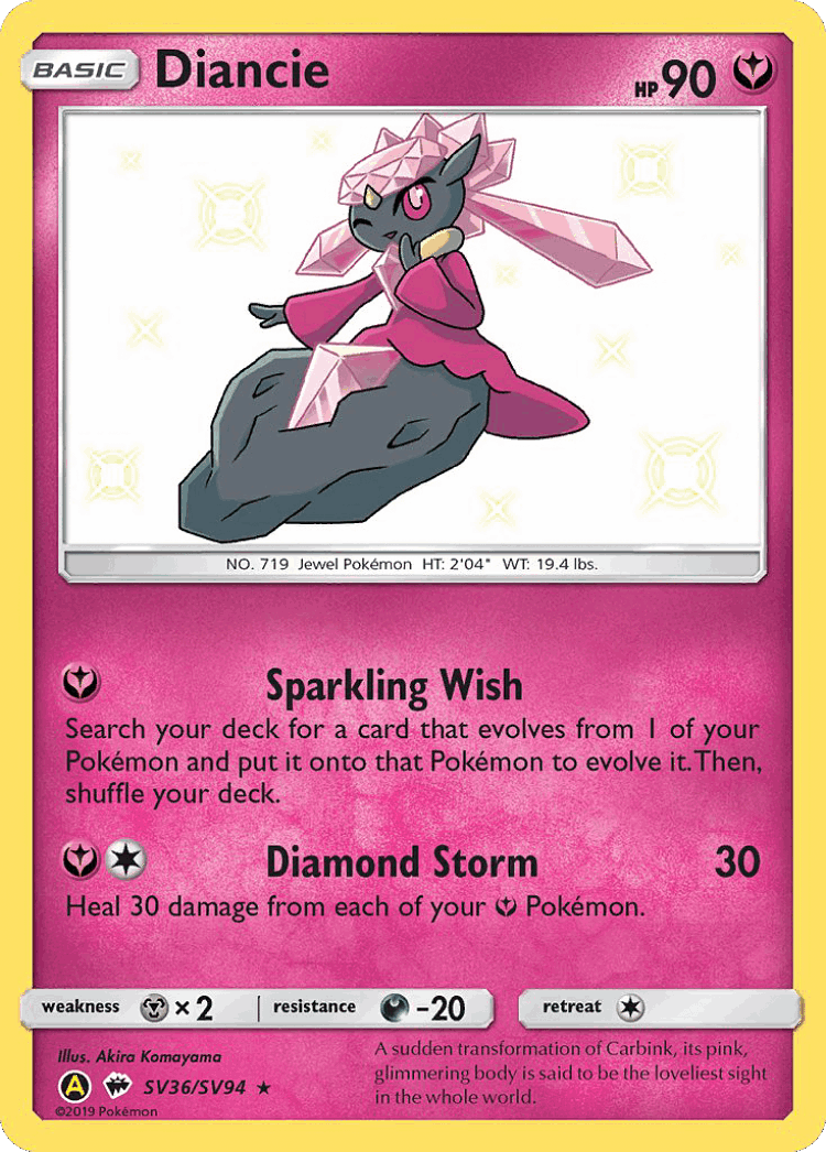 Diancie #36 from Hidden Fates Shiny Vault - Rare Shiny - Illustrated by Akira Komayama