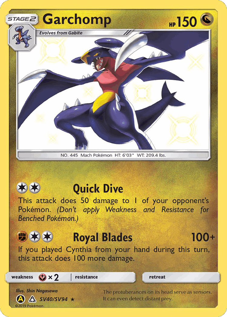 Garchomp #40 from Hidden Fates Shiny Vault - Rare Shiny - Illustrated by Shin Nagasawa