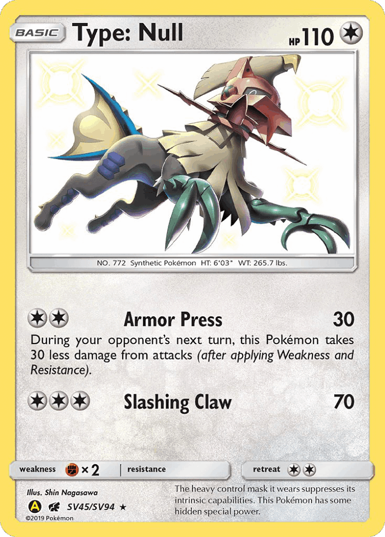 Type: Null #45 from Hidden Fates Shiny Vault - Rare Shiny - Illustrated by Shin Nagasawa