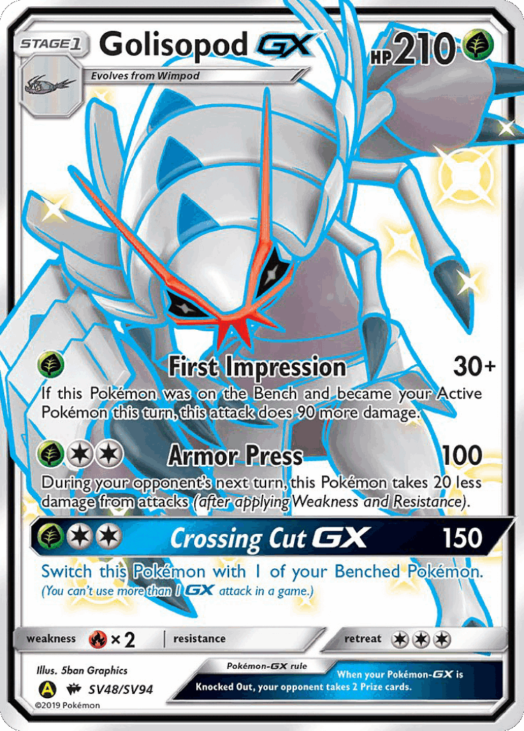 Golisopod-GX #48 from Hidden Fates Shiny Vault - Rare Shiny GX - Illustrated by 5ban Graphics