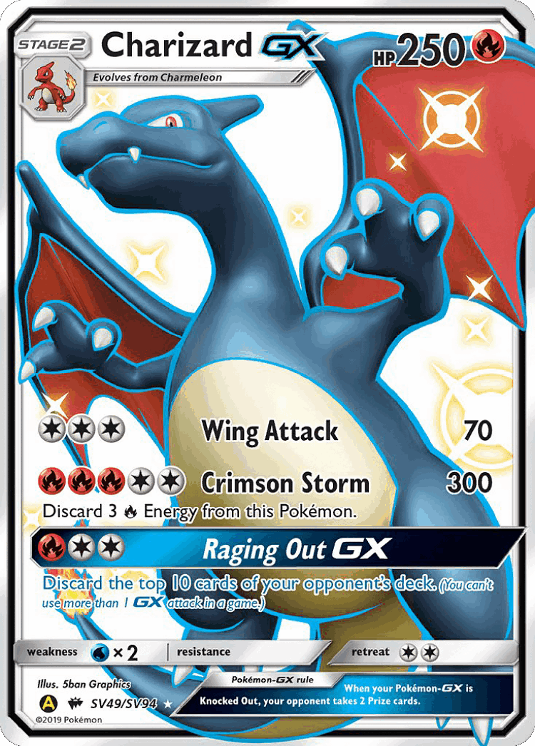 Charizard-GX #49 from Hidden Fates Shiny Vault - Rare Shiny GX - Illustrated by 5ban Graphics
