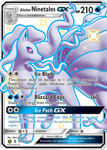 Alolan Ninetales-GX #53 from Hidden Fates Shiny Vault - Rare Shiny GX - Illustrated by 5ban Graphics