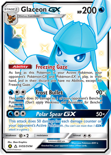 Glaceon-GX #55 from Hidden Fates Shiny Vault - Rare Shiny GX - Illustrated by 5ban Graphics