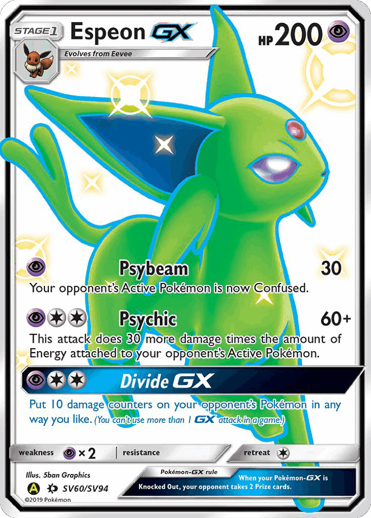 Espeon-GX #60 from Hidden Fates Shiny Vault - Rare Shiny GX - Illustrated by 5ban Graphics