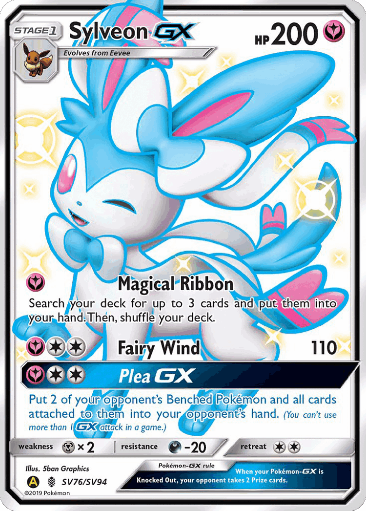 Sylveon-GX #76 from Hidden Fates Shiny Vault - Rare Shiny GX - Illustrated by 5ban Graphics