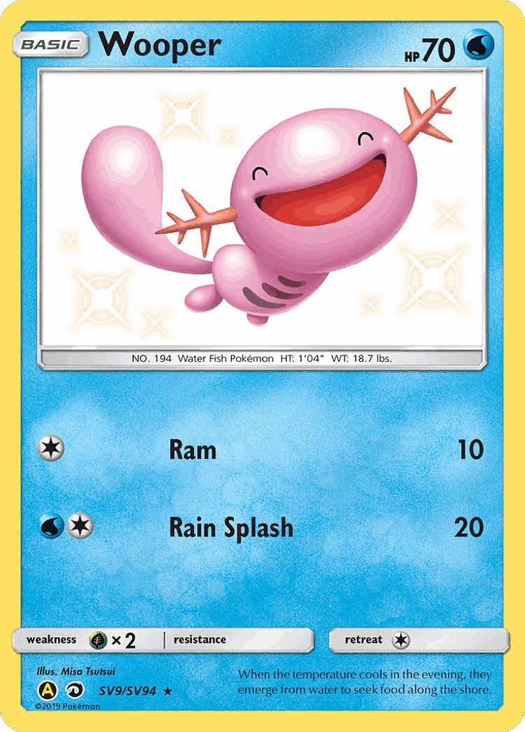 Wooper #9 from Hidden Fates Shiny Vault - Rare Shiny - Illustrated by Misa Tsutsui