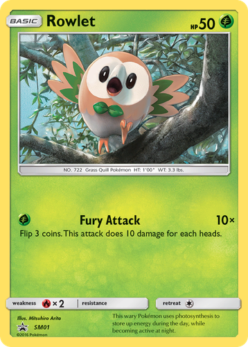 Rowlet #1 from SM Black Star Promos - Promo - Illustrated by Mitsuhiro Arita