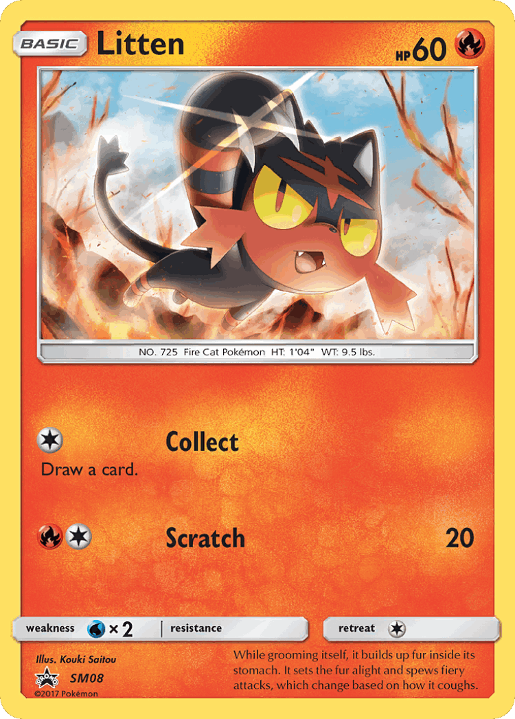 Litten #8 from SM Black Star Promos - Promo - Illustrated by Kouki Saitou