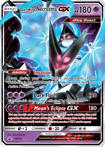 Dawn Wings Necrozma-GX #101 from SM Black Star Promos - Promo - Illustrated by 5ban Graphics