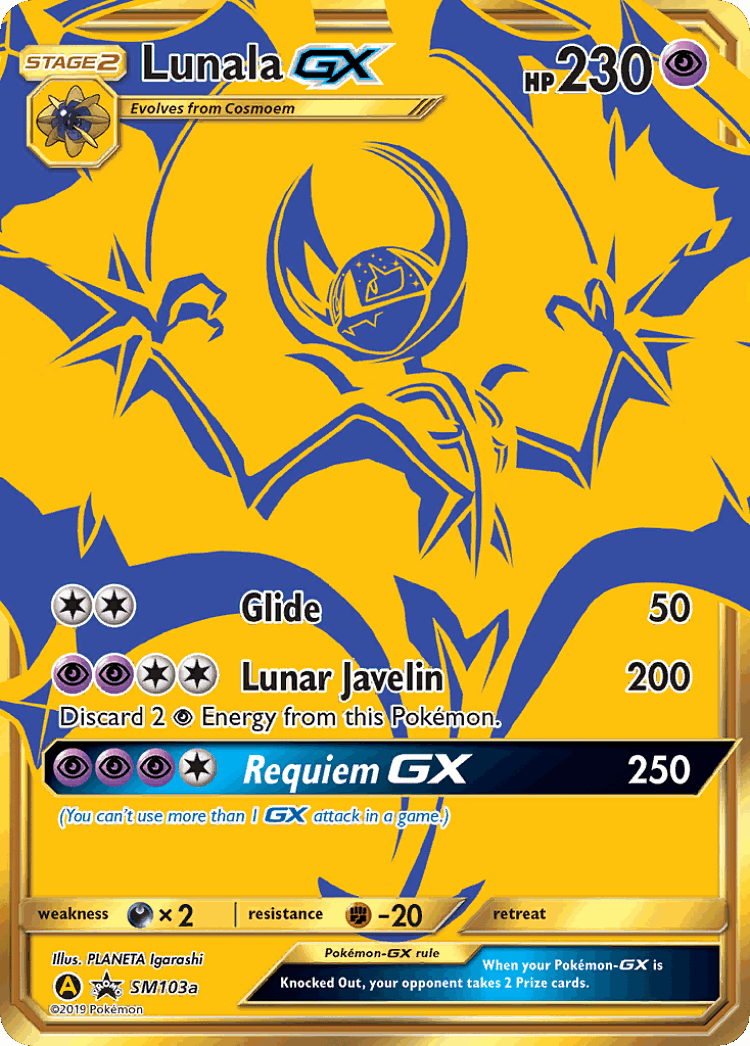 Lunala-GX #103 from SM Black Star Promos - Promo - Illustrated by PLANETA Igarashi