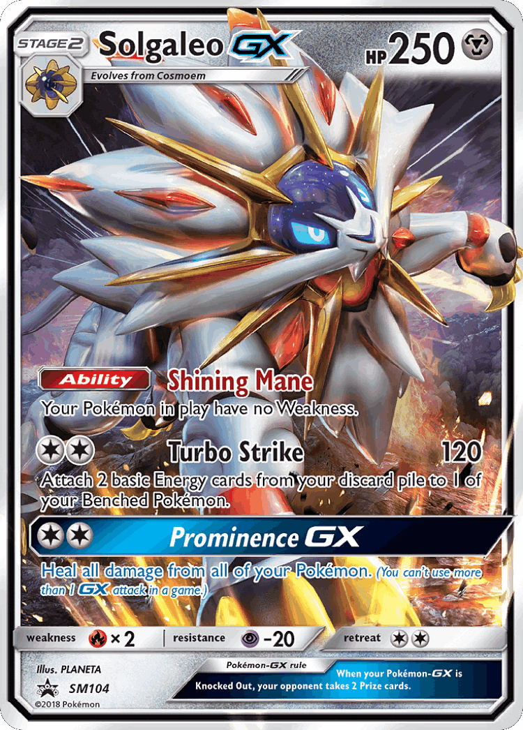 Solgaleo-GX #104 from SM Black Star Promos - Promo - Illustrated by PLANETA