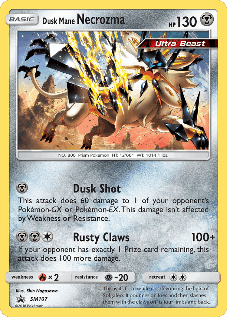 Dusk Mane Necrozma #107 from SM Black Star Promos - Promo - Illustrated by Shin Nagasawa