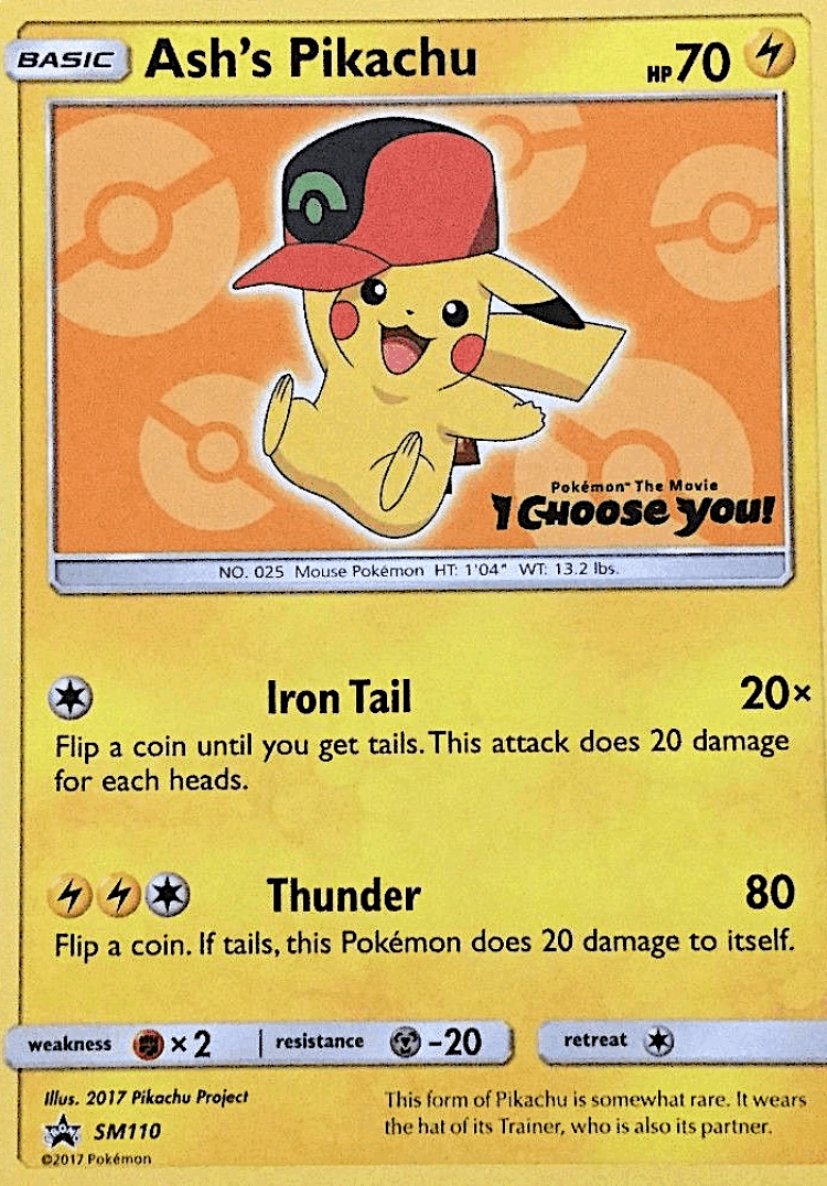 Ash's Pikachu #110 from SM Black Star Promos - Promo - Illustrated by 2017 Pikachu Project