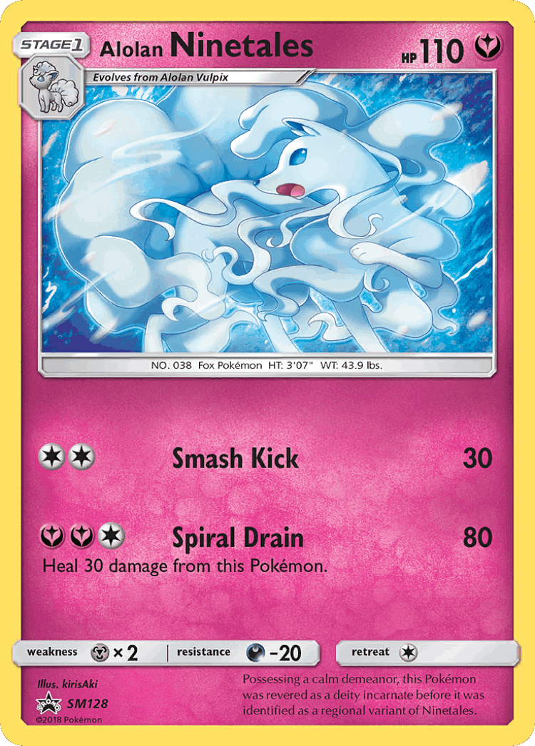 Alolan Ninetales #128 from SM Black Star Promos - Promo - Illustrated by kirisAki
