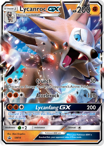 Lycanroc-GX #14 from SM Black Star Promos - Promo - Illustrated by 5ban Graphics