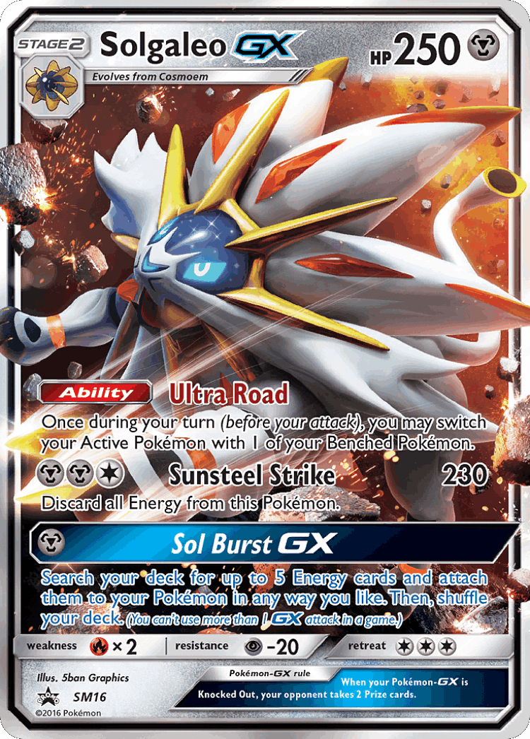 Solgaleo-GX #16 from SM Black Star Promos - Promo - Illustrated by 5ban Graphics