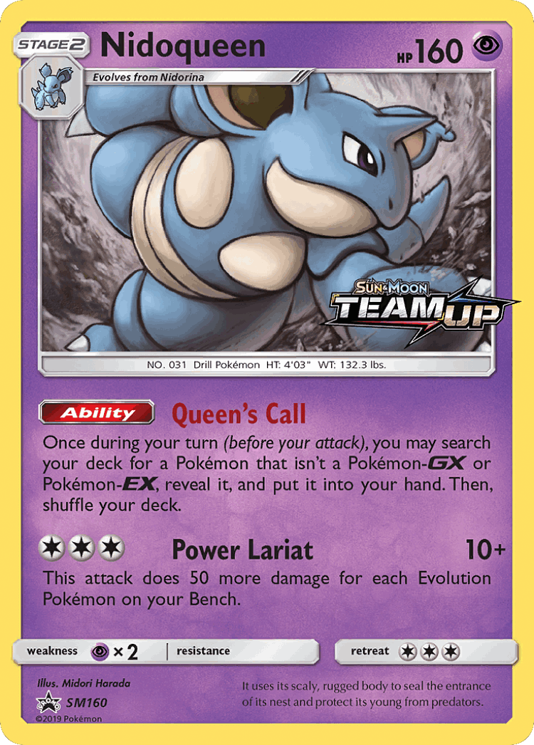 Nidoqueen #160 from SM Black Star Promos - Promo - Illustrated by Midori Harada