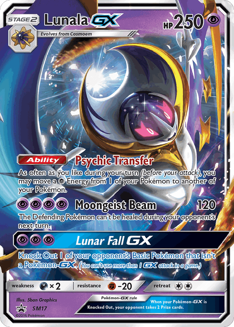 Lunala-GX #17 from SM Black Star Promos - Promo - Illustrated by 5ban Graphics