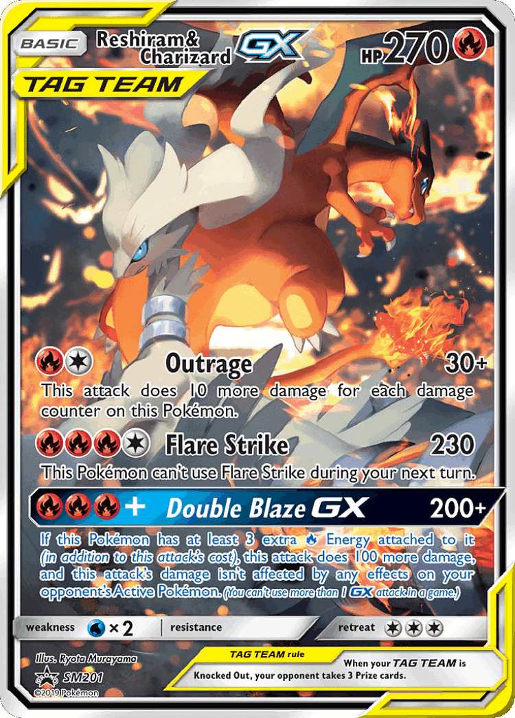 Reshiram & Charizard-GX #201 from SM Black Star Promos - Promo - Illustrated by Ryota Murayama
