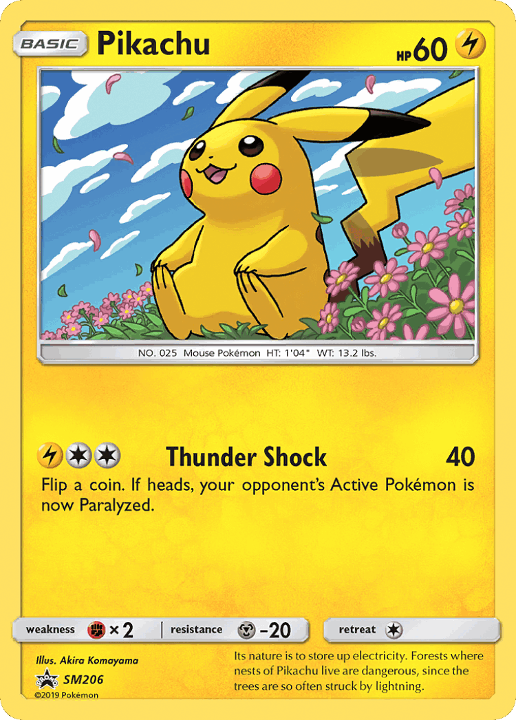 Pikachu #206 from SM Black Star Promos - Promo - Illustrated by Akira Komayama
