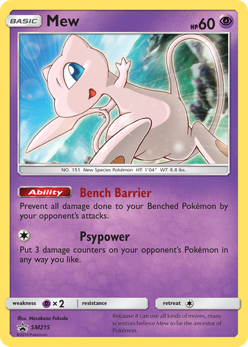 Mew #215 from SM Black Star Promos - Promo - Illustrated by Masakazu Fukuda