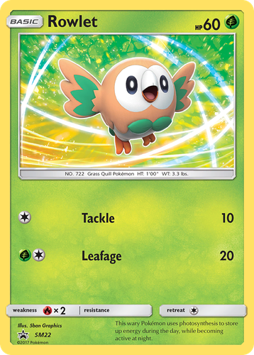 Rowlet #22 from SM Black Star Promos - Promo - Illustrated by 5ban Graphics