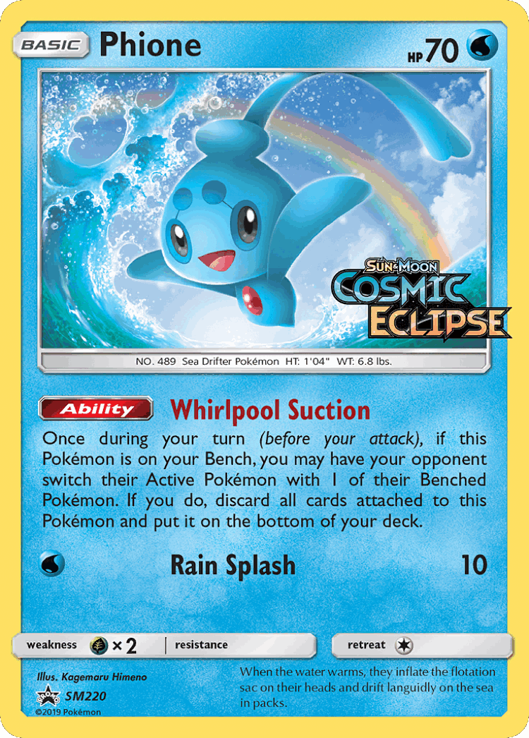Phione #220 from SM Black Star Promos - Promo - Illustrated by Kagemaru Himeno
