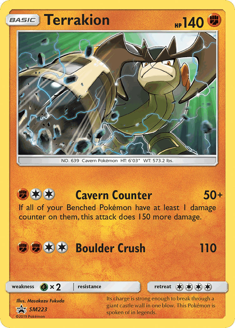 Terrakion #223 from SM Black Star Promos - Promo - Illustrated by Masakazu Fukuda