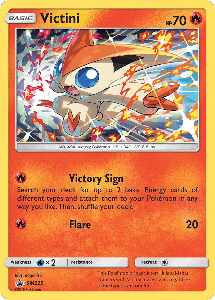 Victini #225 from SM Black Star Promos - Promo - Illustrated by nagimiso