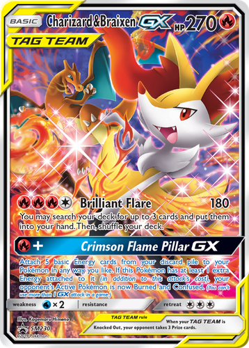 Charizard & Braixen-GX #230 from SM Black Star Promos - Promo - Illustrated by Kagemaru Himeno