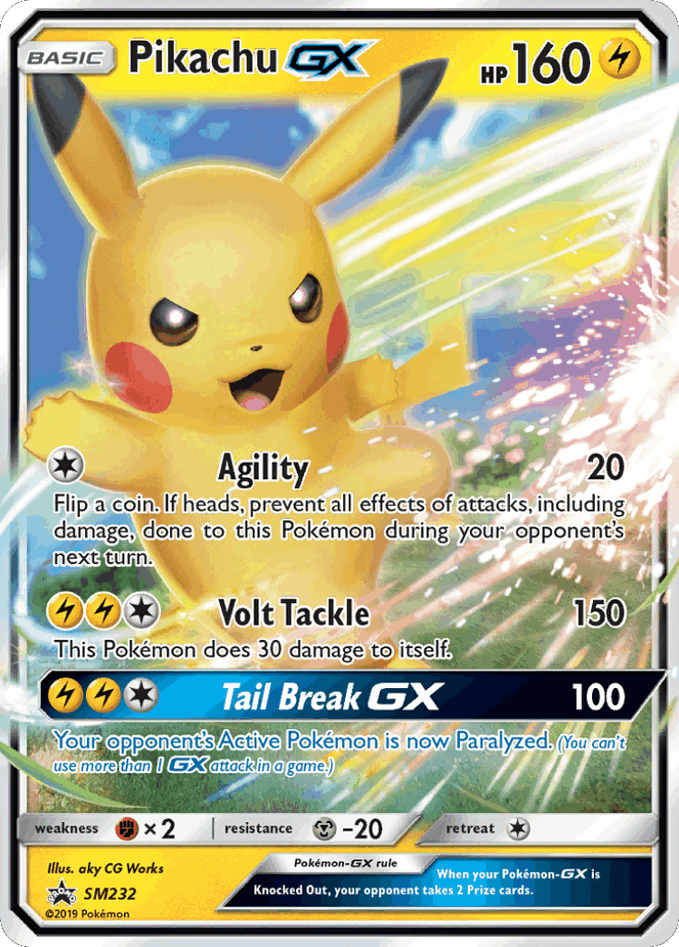 Pikachu-GX #232 from SM Black Star Promos - Promo - Illustrated by aky CG Works
