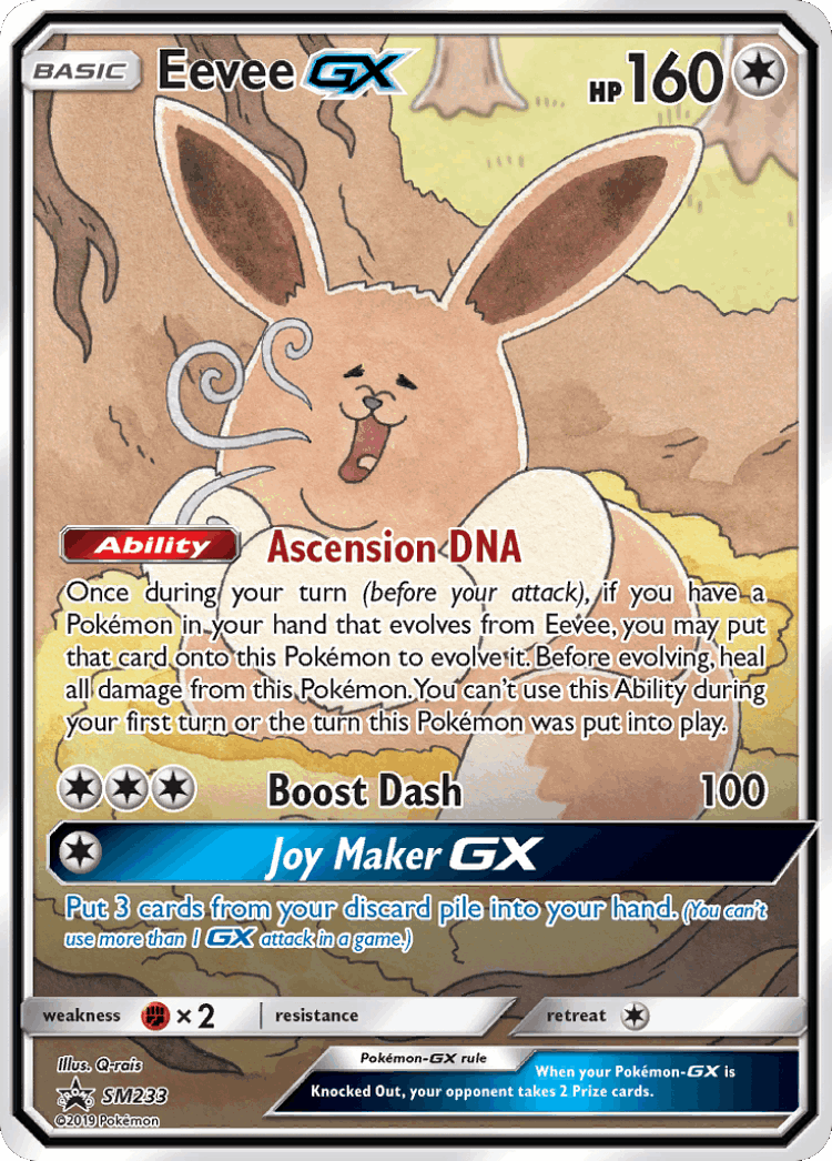 Eevee-GX #233 from SM Black Star Promos - Promo - Illustrated by Q-rais