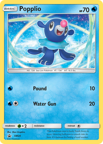 Popplio #24 from SM Black Star Promos - Promo - Illustrated by 5ban Graphics
