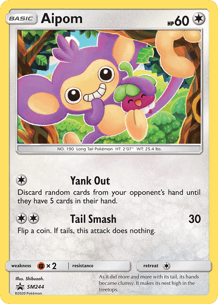 Aipom #244 from SM Black Star Promos - Promo - Illustrated by Shibuzoh.