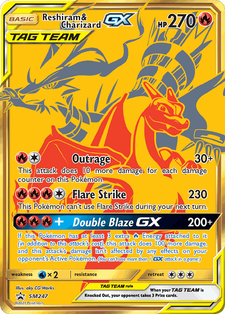 Reshiram & Charizard-GX #247 from SM Black Star Promos - Promo - Illustrated by aky CG Works