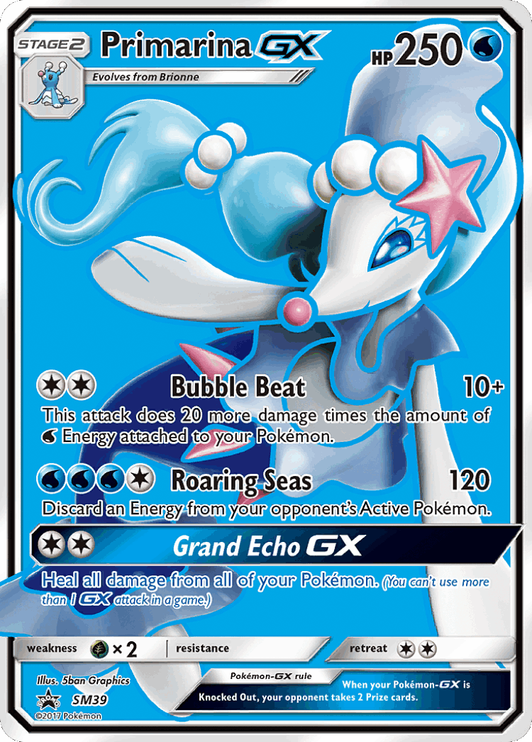 Primarina-GX #39 from SM Black Star Promos - Promo - Illustrated by 5ban Graphics