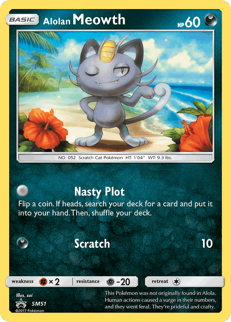 Alolan Meowth #51 from SM Black Star Promos - Promo - Illustrated by sui