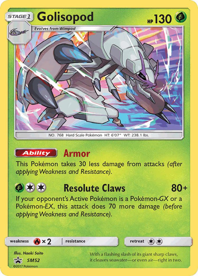 Golisopod #52 from SM Black Star Promos - Promo - Illustrated by Naoki Saito