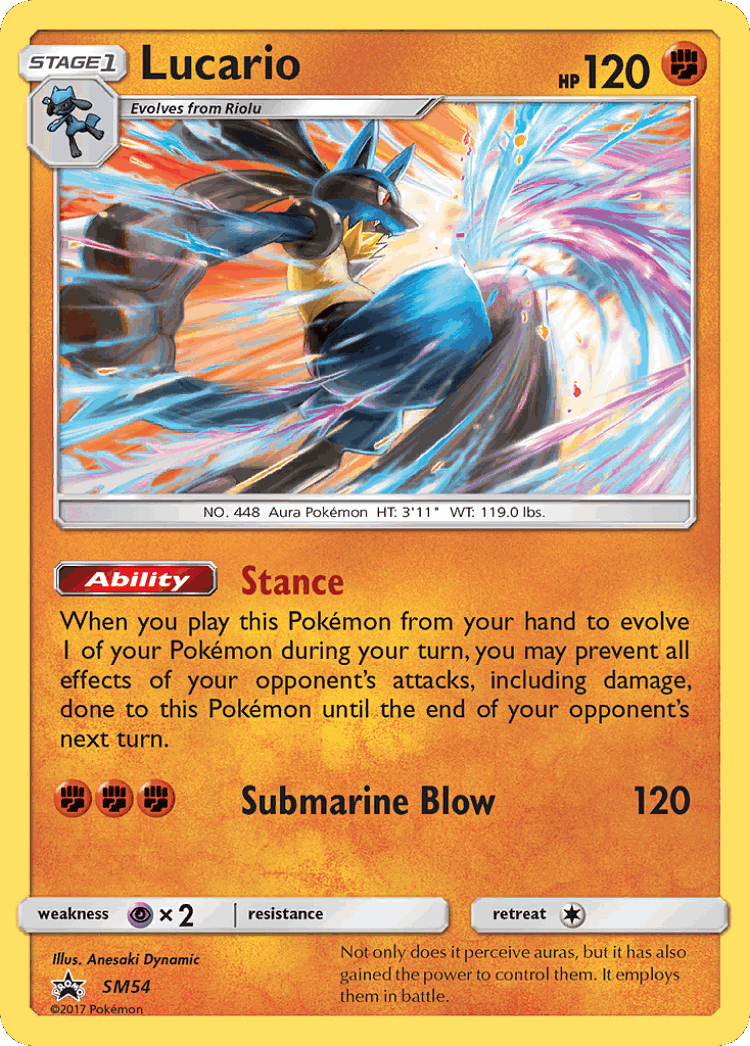 Lucario #54 from SM Black Star Promos - Promo - Illustrated by Anesaki Dynamic