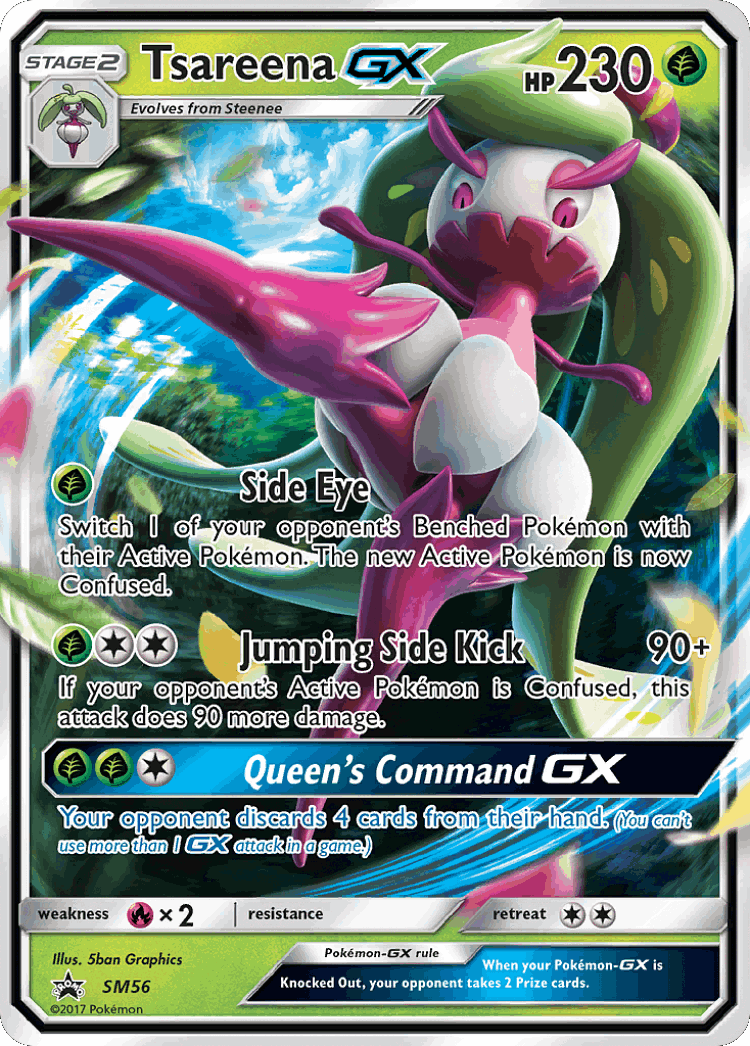 Tsareena-GX #56 from SM Black Star Promos - Promo - Illustrated by 5ban Graphics