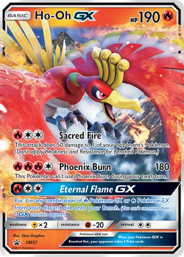 Ho-Oh-GX #57 from SM Black Star Promos - Promo - Illustrated by 5ban Graphics