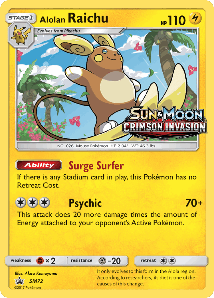 Alolan Raichu #72 from SM Black Star Promos - Promo - Illustrated by Akira Komayama