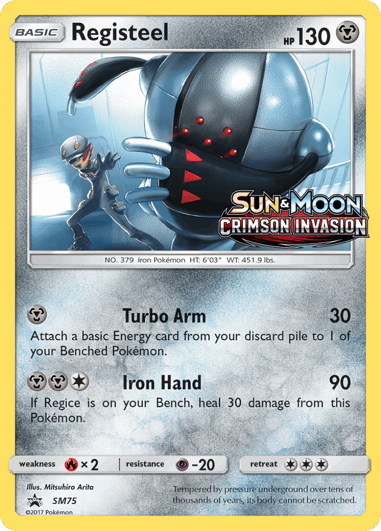 Registeel #75 from SM Black Star Promos - Promo - Illustrated by Mitsuhiro Arita