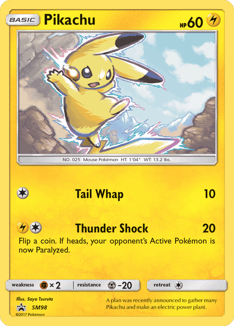Pikachu #98 from SM Black Star Promos - Promo - Illustrated by Saya Tsuruta