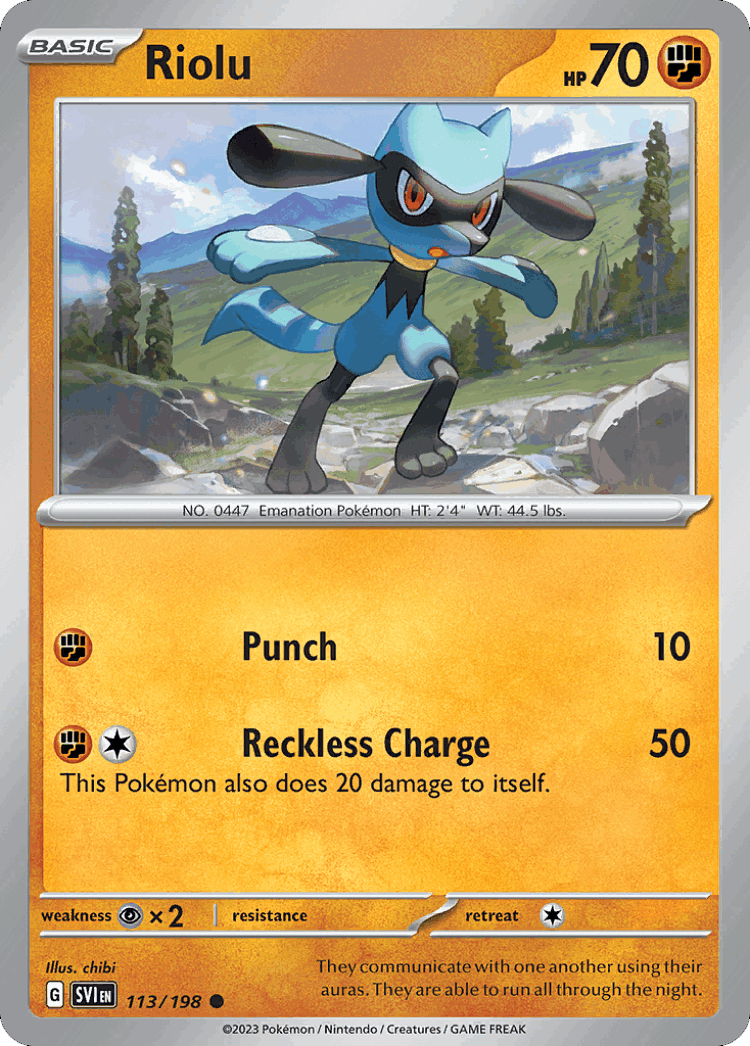 Riolu #113 from Scarlet & Violet - Common - Illustrated by chibi